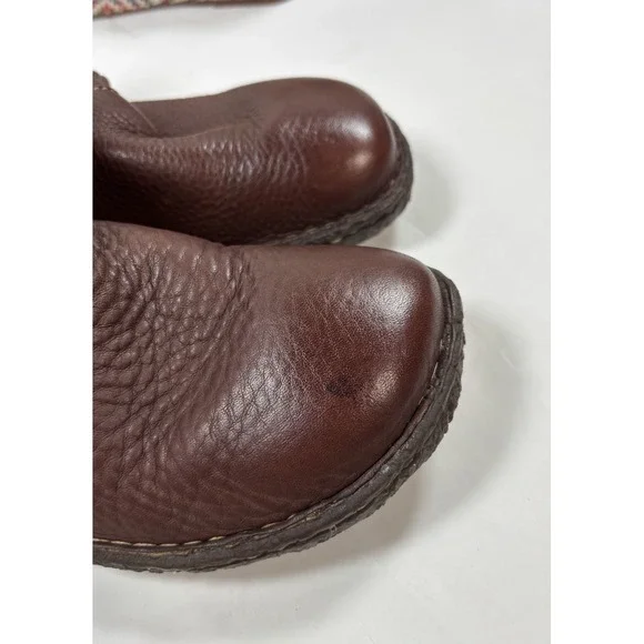 BORN Womens 9.5M Brown Pebbled Leather Boots W6807 Calf High Slouch Comfort Chic - Picture 7 of 14